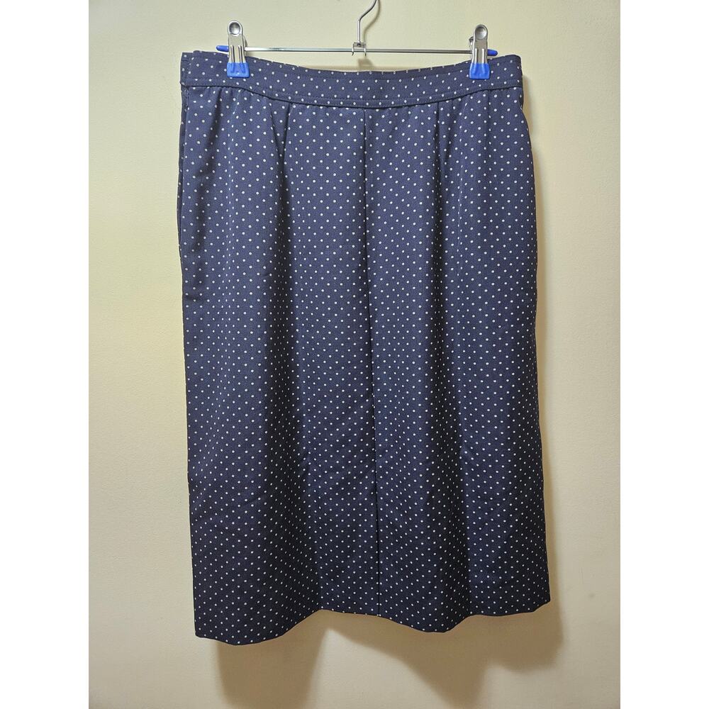 ❤️‍ VTG Valentino Miss V 90s Navy Blue Polka Dot Wool Pencil Skirt IT 46 US 12